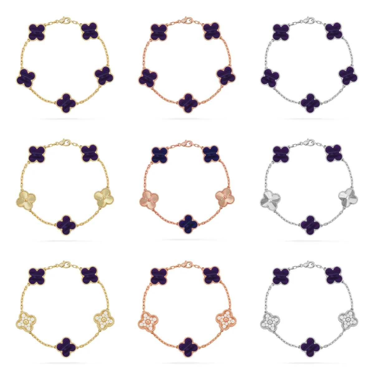 [OrnoraJewelry]CLOVER 5 MOTIF PURPLE STRIPES BRACELET COLLECTION