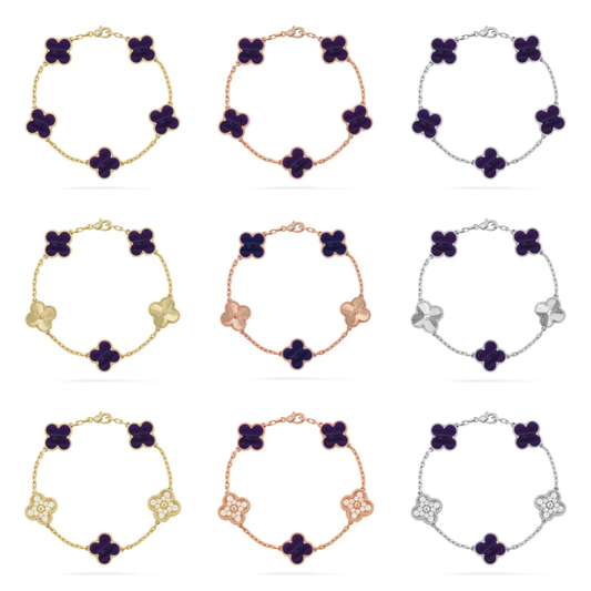 [OrnoraJewelry]CLOVER 5 MOTIF PURPLE STRIPES BRACELET COLLECTION