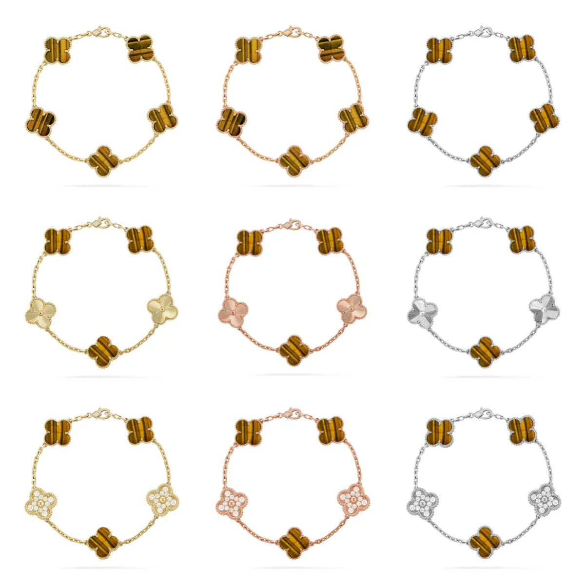 [OrnoraJewelry] CLOVER 5 MOTIFS TIGER EYE BRACELET COLLECTION