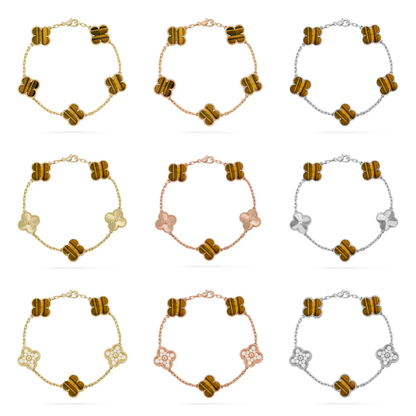 [OrnoraJewelry] CLOVER 5 MOTIFS TIGER EYE BRACELET COLLECTION