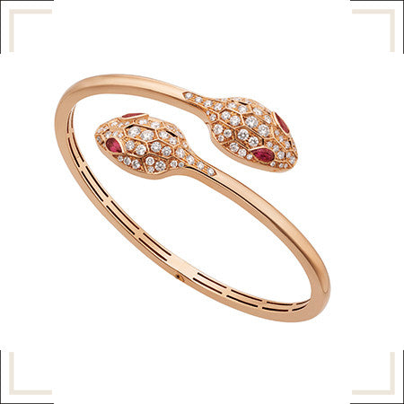 [OrnoraJewelry]SERPENTI BRACELET PINK GOLD DIAMOND DOUBLE SNAKE