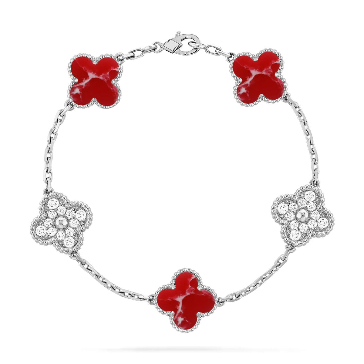 [OrnoraJewelry]CLOVER 5 MOTIF RED PATTERN BRACELET COLLECTION