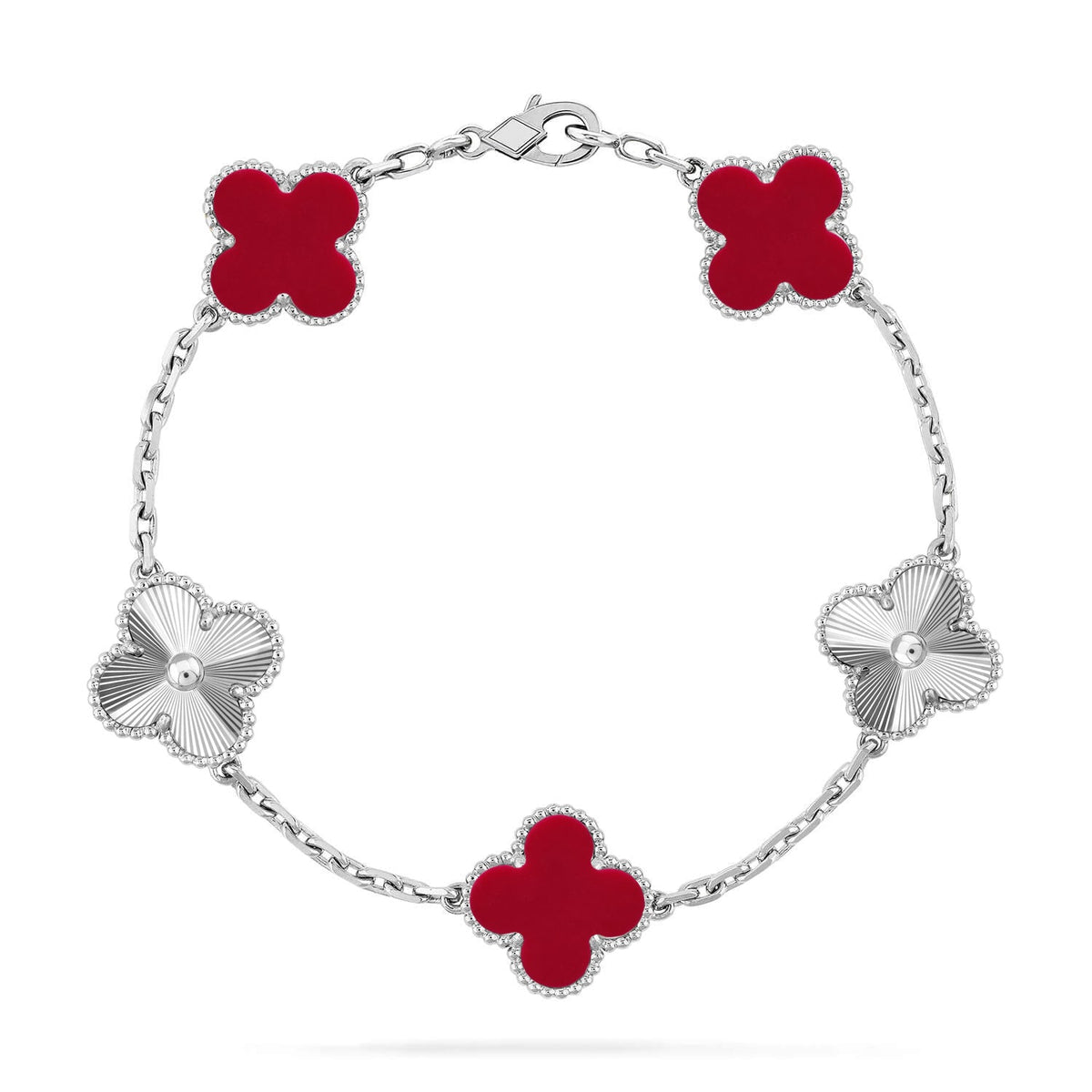[OrnoraJewelry] CLOVER 5 MOTIF RED CORNELIAN BRACELET COLLECTION