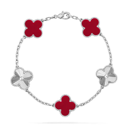[OrnoraJewelry] CLOVER 5 MOTIF RED CORNELIAN BRACELET COLLECTION