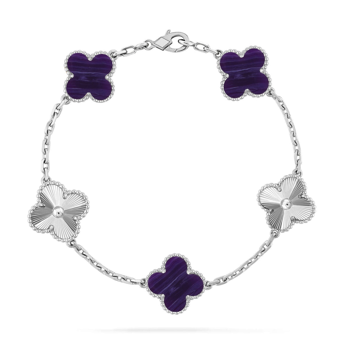 [OrnoraJewelry]CLOVER 5 MOTIF PURPLE STRIPES BRACELET COLLECTION