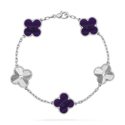 [OrnoraJewelry]CLOVER 5 MOTIF PURPLE STRIPES BRACELET COLLECTION