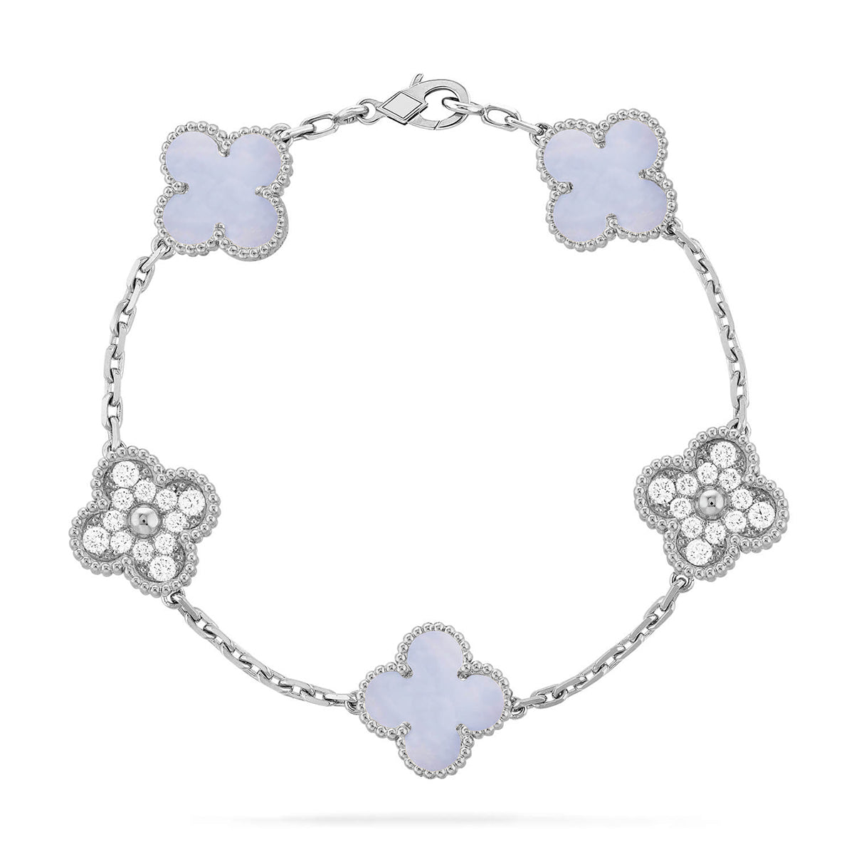 [OrnoraJewelry] CLOVER 5 MOTIF PURPLE CHALCEDONY BRACELET COLLECTION
