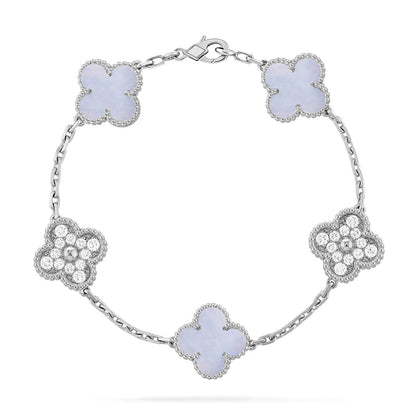 [OrnoraJewelry] CLOVER 5 MOTIF PURPLE CHALCEDONY BRACELET COLLECTION