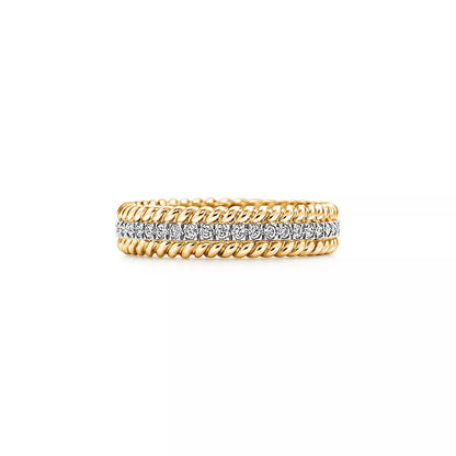 [Ornora Jewelry]ROPE TWO-ROW GOLD DIAMOND RING