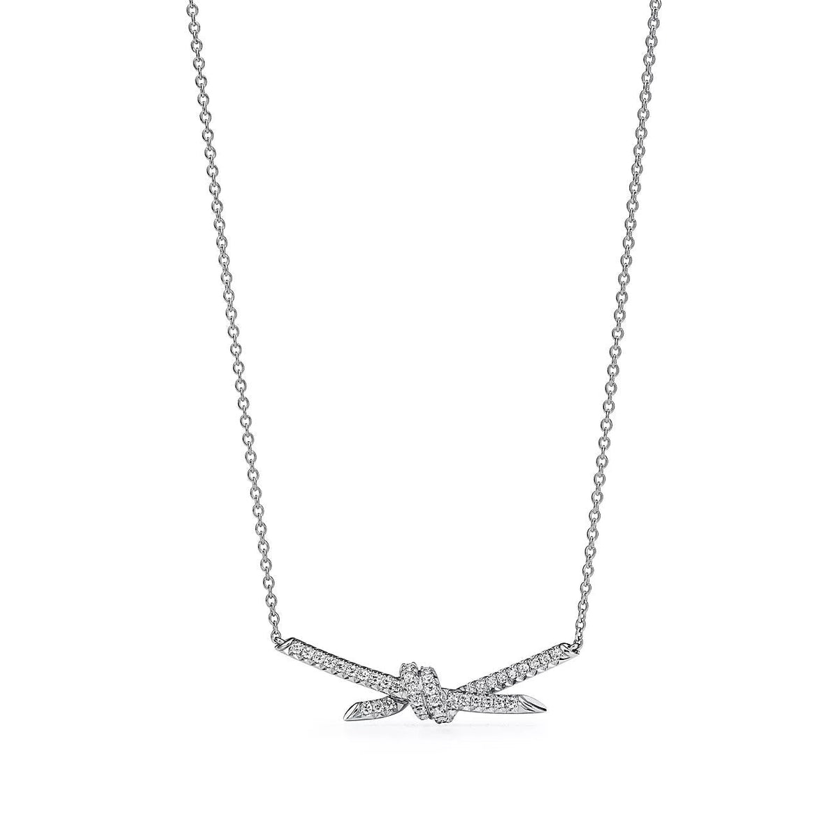 [Ornora Jewelry]KNOT PENDANT SILVER DIAMOND NECKLACE