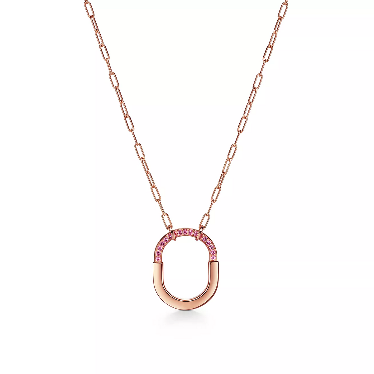 [Ornora Jewelry]LOCK MEDIUM PENDANT PINK DIAMOND PINK GOLD NECKLACE