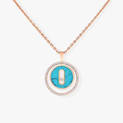 [OrnoraJewelry]LUCKY MOVE 1 DIAMOND TURQUOISE PINK GOLD DIAMOND NECKLACE