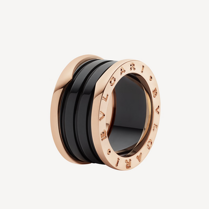 [OrnoraJewelry]ZERO 1 FOUR-BAND LOOPS AND BLACK CERAMIC SPIRAL PINK GOLD RING