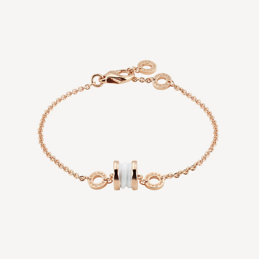 [OrnoraJewelry]ZERO 1 SOFT PINK GOLD AND WHITE CERAMIC BRACELET