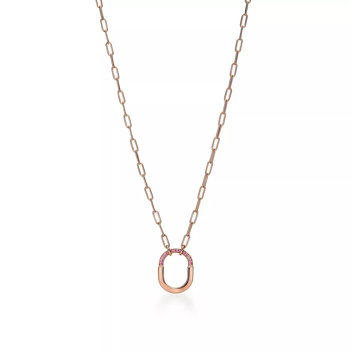 [Ornora Jewelry]LOCK SMALL PENDANT PINK DIAMOND PINK GOLD NECKLACE