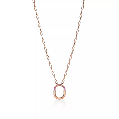 [Ornora Jewelry]LOCK SMALL PENDANT PINK DIAMOND PINK GOLD NECKLACE