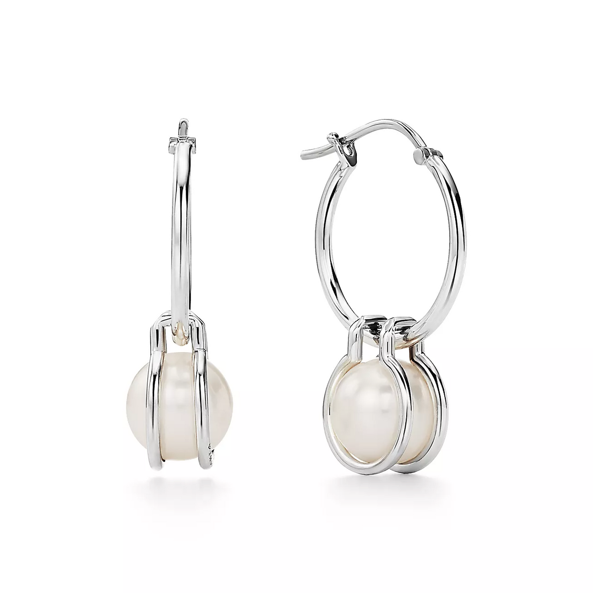 [Ornora Jewelry]PEARL HOOP SILVER EARRINGS