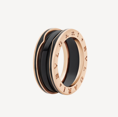 [OrnoraJewelry]ZERO 1 TWO-BAND WITH MATTE BLACK CERAMIC PINK GOLD RING