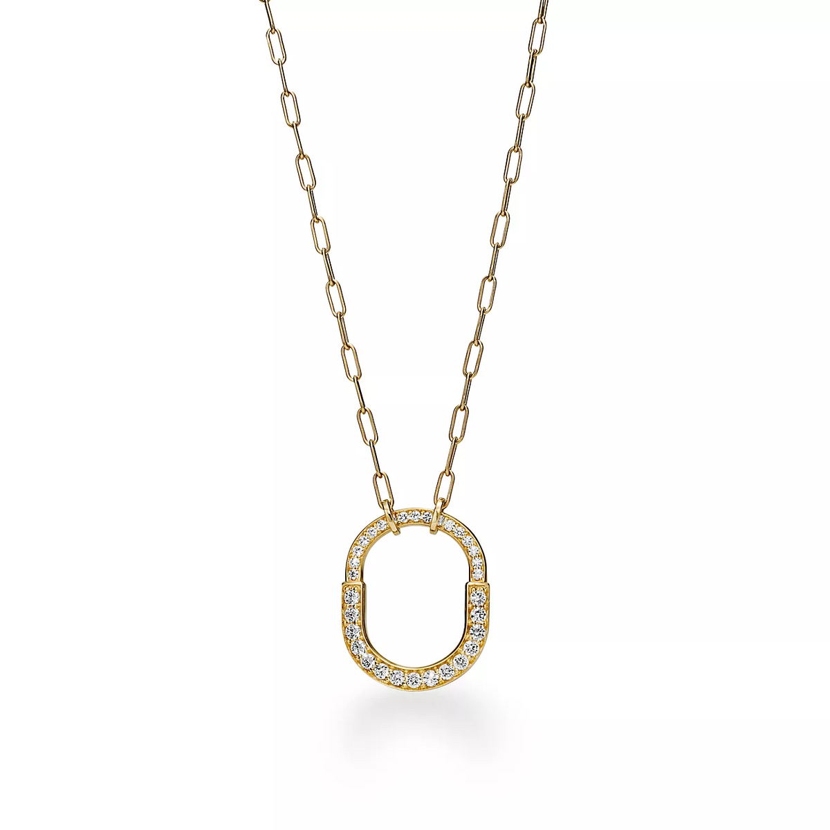 [Ornora Jewelry]LOCK NECKLACE MEDIUM PENDANT GOLD PAVED DIAMONDS