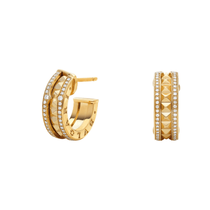 [OrnoraJewelry]ZERO 1 ROCK GOLD EARRINGS WITH STUDDED SPIRAL AND PAVED DIAMONDS
