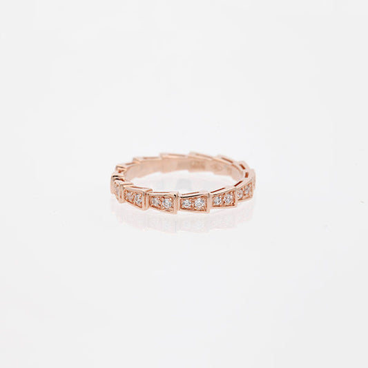 [OrnoraJewelry]SERPENTI RING PINK GOLD DIAMOND PAVED 3MM