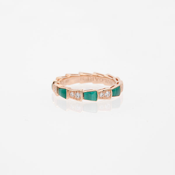 [OrnoraJewelry]SERPENTI RING PINK GOLD MALACHITE DIAMOND 3MM