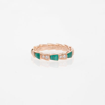 [OrnoraJewelry]SERPENTI RING PINK GOLD MALACHITE DIAMOND 3MM