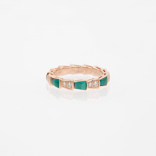 [OrnoraJewelry]SERPENTI RING PINK GOLD MALACHITE DIAMOND 3MM