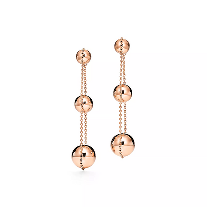 [Ornora Jewelry]TRIPLE DROP PINK GOLD EARRINGS