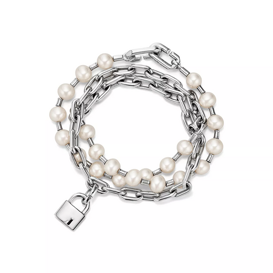 [Ornora Jewelry]PEARL LOCK SILVER BRACELET
