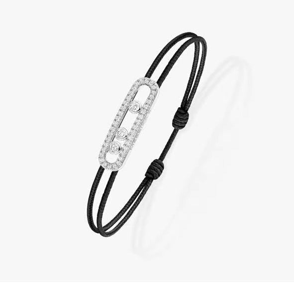 [OrnoraJewelry]Care(Medium-3.5mm) pink cord pavé bracelet