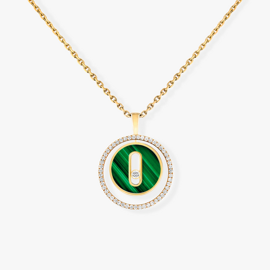[OrnoraJewelry]LUCKY MOVE 1 DIAMOND MALACHITE GOLD DIAMOND NECKLACE