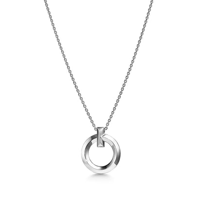[Ornora Jewelry]T CIRCLE PENDENT SILVER NECKLACE
