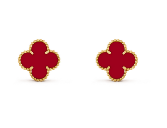 [OrnoraJewelry] CLOVER 20MM RED AGATE EARRINGS