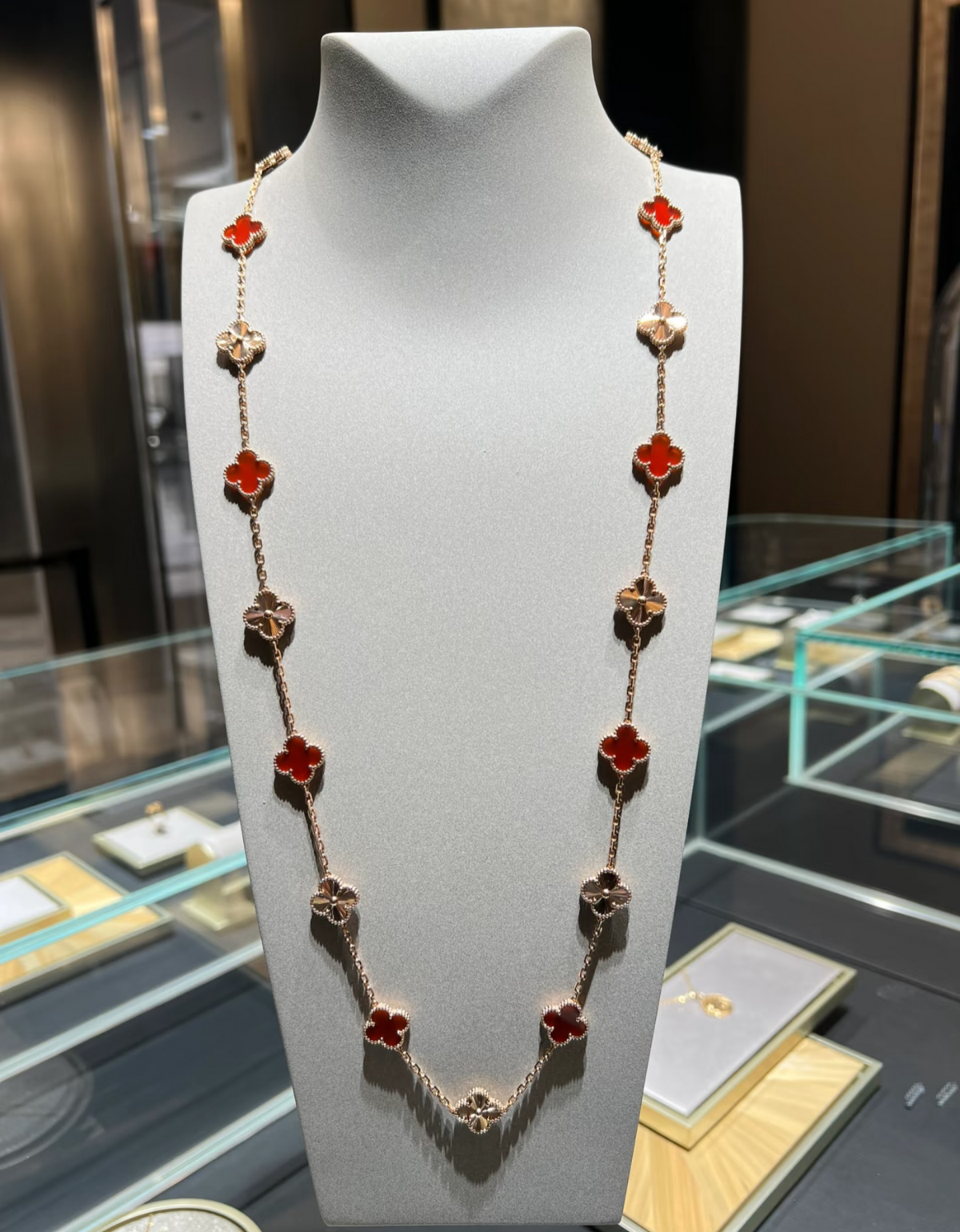 [OrnoraJewelry]CLOVER 20 MOTIFS LASER CARNELIAN NECKLACE