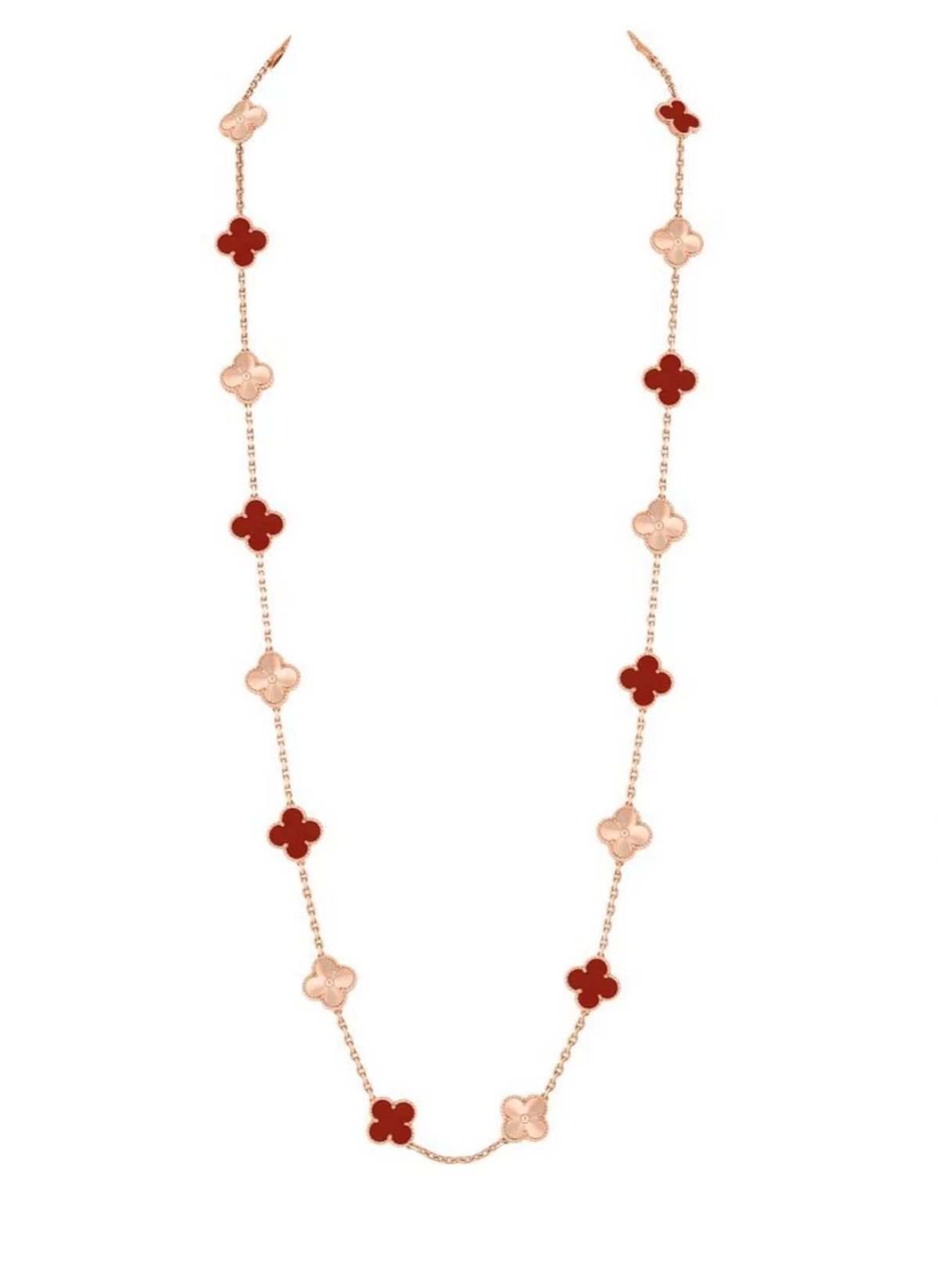 [OrnoraJewelry]CLOVER 20 MOTIFS LASER CARNELIAN NECKLACE