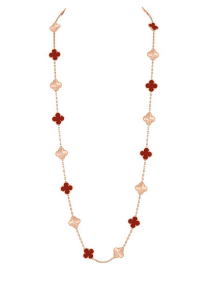 [OrnoraJewelry]CLOVER 20 MOTIFS LASER CARNELIAN NECKLACE