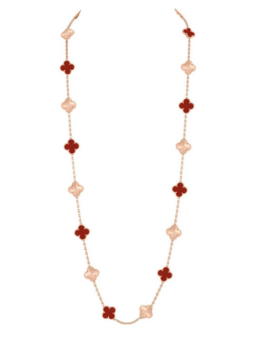 [OrnoraJewelry]CLOVER 20 MOTIFS LASER CARNELIAN NECKLACE