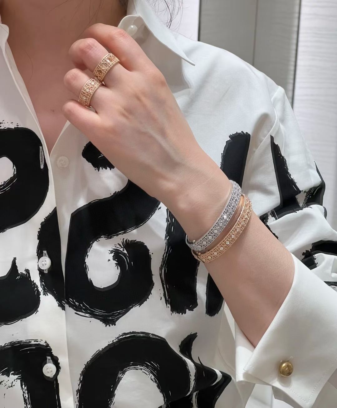 [OrnoraJewelry]2026 WOVEN-PATTERN BRACELET SET WITH FULL DIAMOND INLAY THREE-COLORS