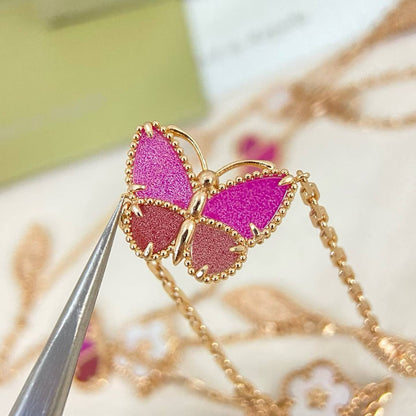 [Ornora Jewelry]ROSE QUARTZ MIXED FLOWER BUTTERFLY SWEATER CHAIN