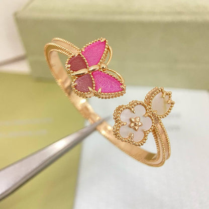 [Ornora Jewelry]ROSE QUARTZ THREE‑IN‑ONE BUTTERFLY BRACELET