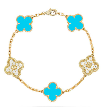 [OrnoraJewelry] CLOVER 5 MOTIF TURQUOISE BRACELET COLLECTION