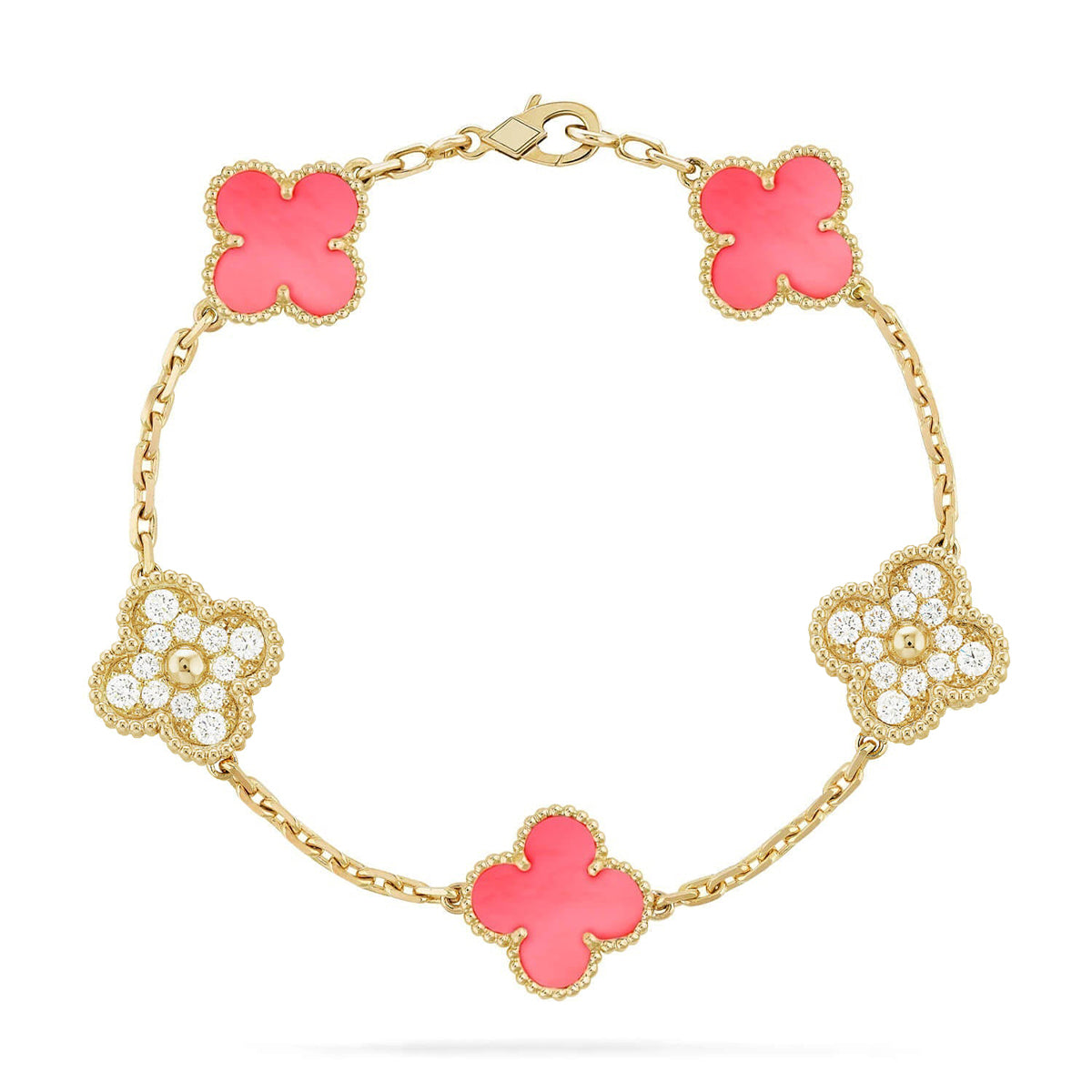 [OrnoraJewelry] CLOVER 5 MOTIFS  PINK MOP BRACELET COLLECTION
