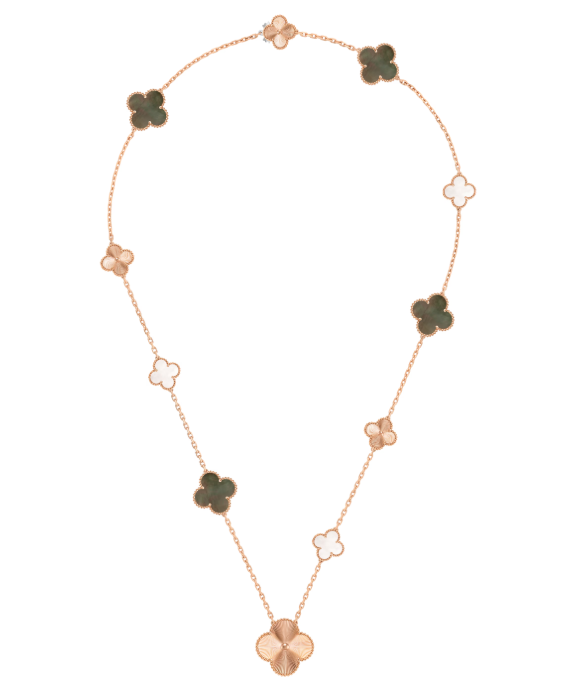 [OrnoraJewelry]DETACHABLE CLOVER 15(11+4) FLOWER SILVER NECKLACE SET