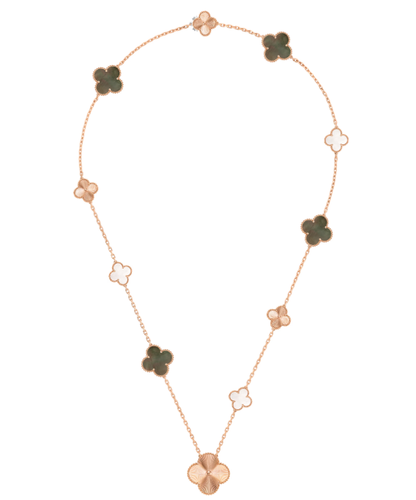[OrnoraJewelry]DETACHABLE CLOVER 15(11+4) FLOWER SILVER NECKLACE SET