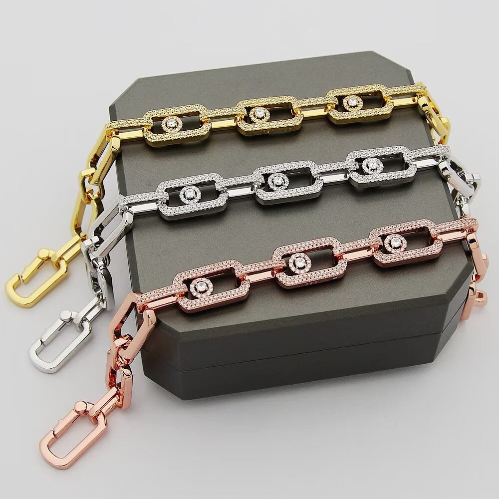 [OrnoraJewelry]Large Full Diamond Unisex Sliding Bracelet with Moissanite