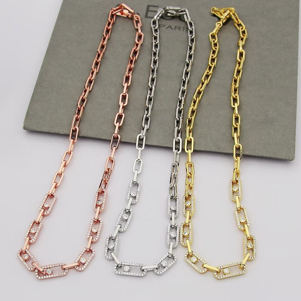 [OrnoraJewelry]Move Link Pave Diamond Necklace