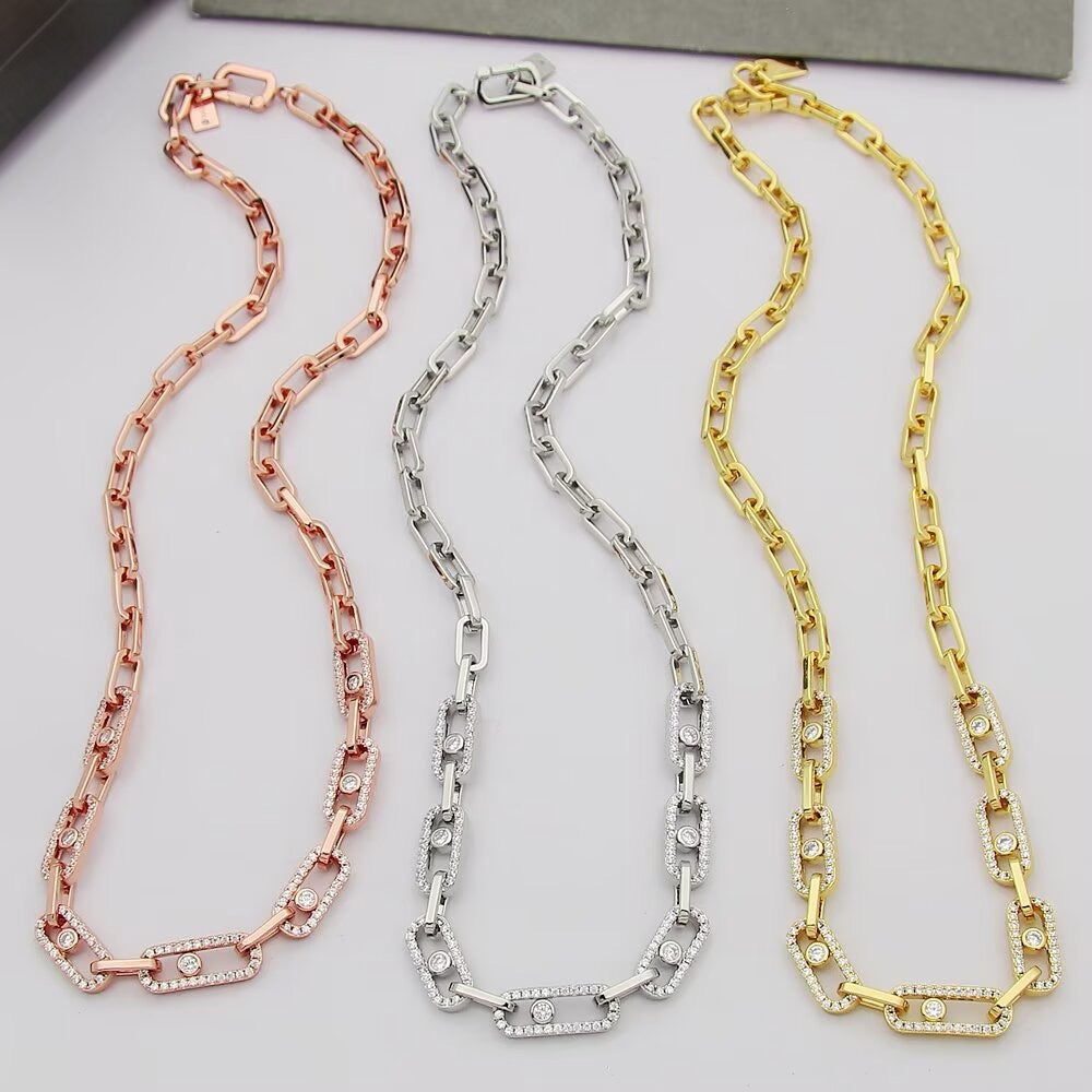 [OrnoraJewelry]Move Link Pave Diamond Necklace