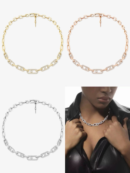 [OrnoraJewelry]Move Link Pave Diamond Necklace
