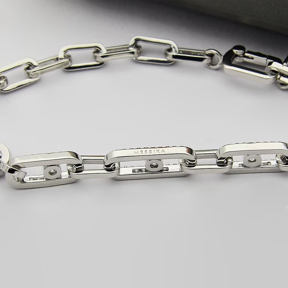 [OrnoraJewelry]Move Link Pave Diamond Necklace